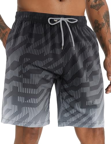 APTRO Men's Swim Trunks Swimming Shorts Board Shorts Quick Dry Beach Shorts Big and Tall Swim Shorts Black MK434 L