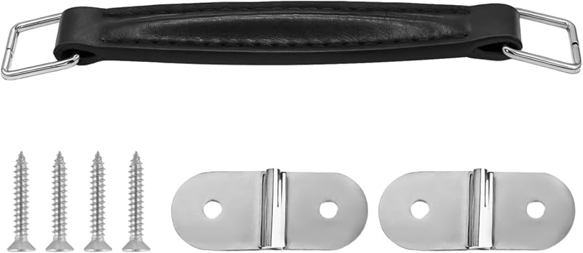 PONDON Pu Speaker Cabinet Handle Replacement - Comfortable 6.9 Inches Strap Handle with Metal Mounting Plates for Easy Setup
