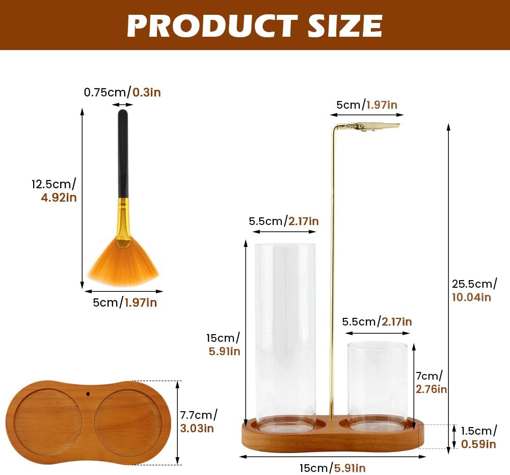 2 in 1 Incense Holder for Sticks with Glass Ash Catcher