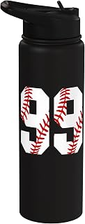 #99 Baseball Favorite Player Mom Fan Jersey Number 99 Stainless Steel Insulated Water Bottle