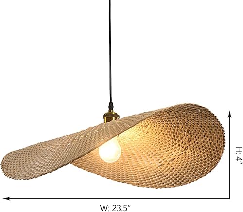 Miniatura 4 de NIUYAO Lámpara colgante vintage de madera con hoja de loto, iluminación de suspensión de simplicidad, lámpara de estilo de bambú individual,