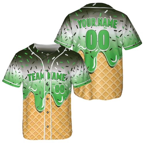 Camiseta personalizada de béisbol Custom Ice Cream Drip para hombres - Uniformes de equipo con nombre, número y logo miniatura 1