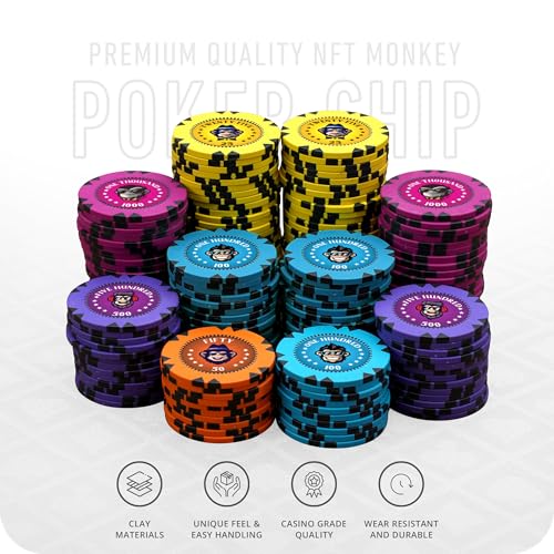 Image of CASINO KART Poker Chipset - NFT Monkey Luxe Edition | 300 Chips with 2 Decks of Playing Cards & Dealer Button | Premium Poker Set for Home, Casino & Game Nights