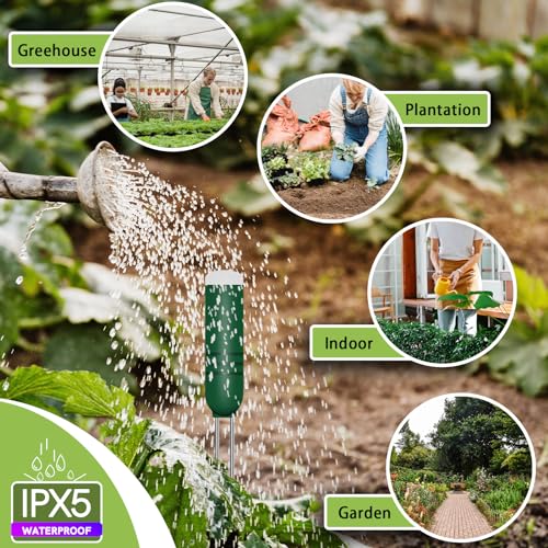 KITHOUSE 4-in-1 Wireless Soil Moisture Meter/Thermometer/Sunlight/Time,PH Paper, Waterproof Plant Moisture Sensor Meter with Digital LCD Display for Garden, Lawn and Indoor Plants