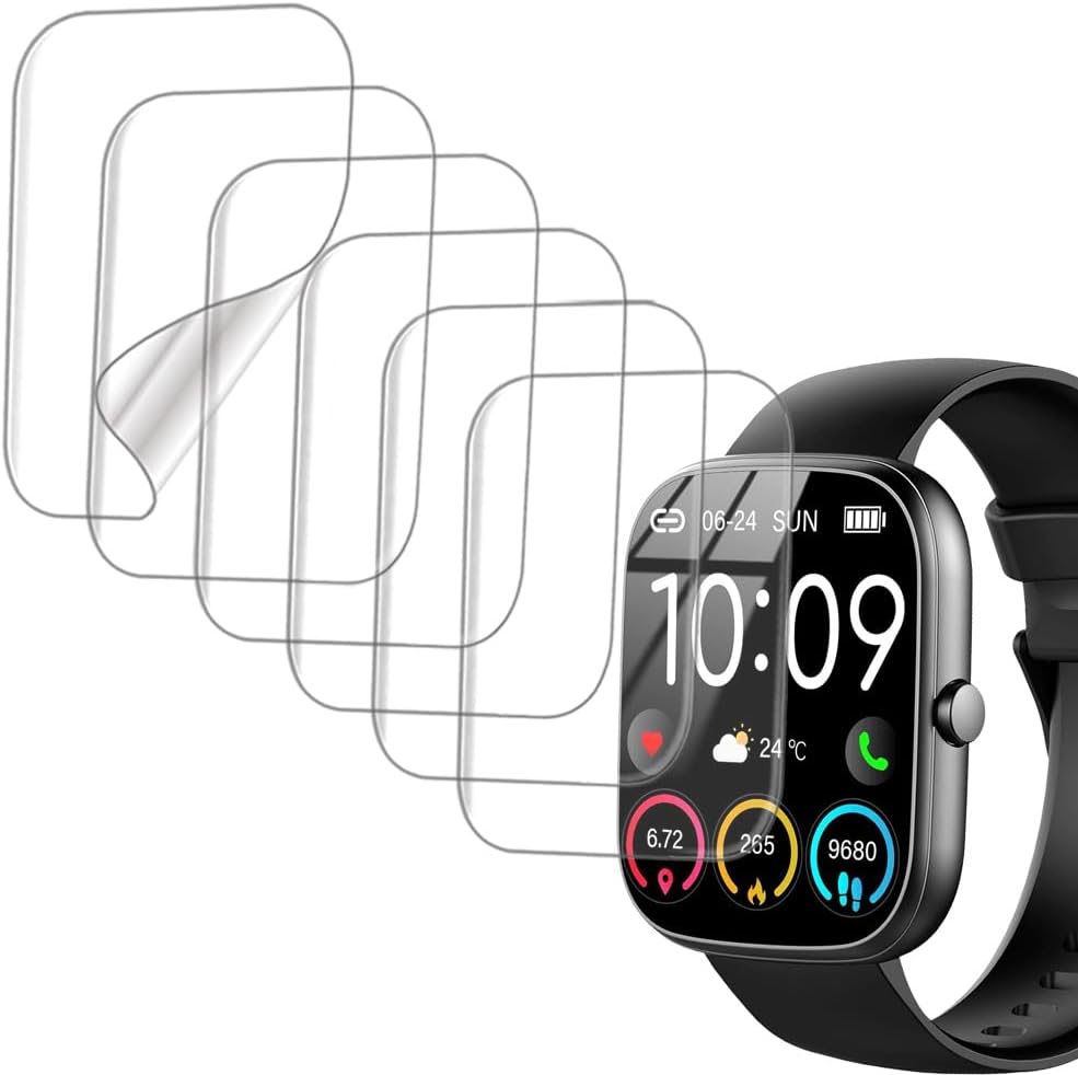 smaate Screen Protector Compatible with uaue T60 1.91 inches Smart Watch, Soft TPU, 6-pack, Full Coverage, Bubble Self-healing