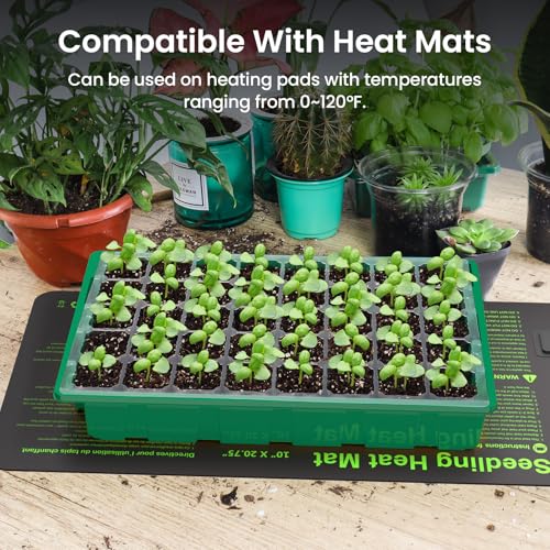 Image of MIXC Seed Starter Tray with Lights, 2 Packs Mini Propagator Plant Grow Kit Greenhouse with Humidity Vented Domes and Base for Seeds Starting, Green