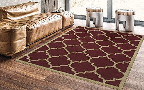 Ottomanson Paterson Collection Contemporary Moroccan Trellis Design Lattice Area Rug, 5'3