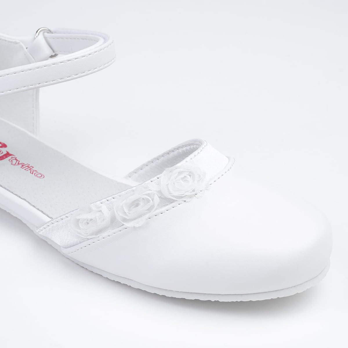 WK Mädchen Klettverschluss Halbschuhe mit Lederinnensohle | Kommunion | Elegant | Für eine kleine Prinzessin |