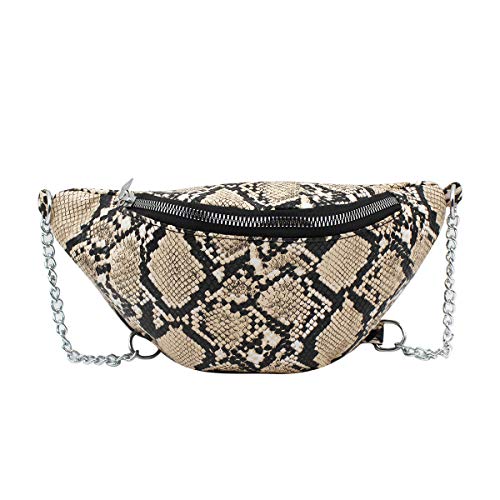 Suillty Women Stylish Snakeskin Fanny Pack With Adjustable Belt Waist Bag Phone Purse for Pants Jeans Dresses