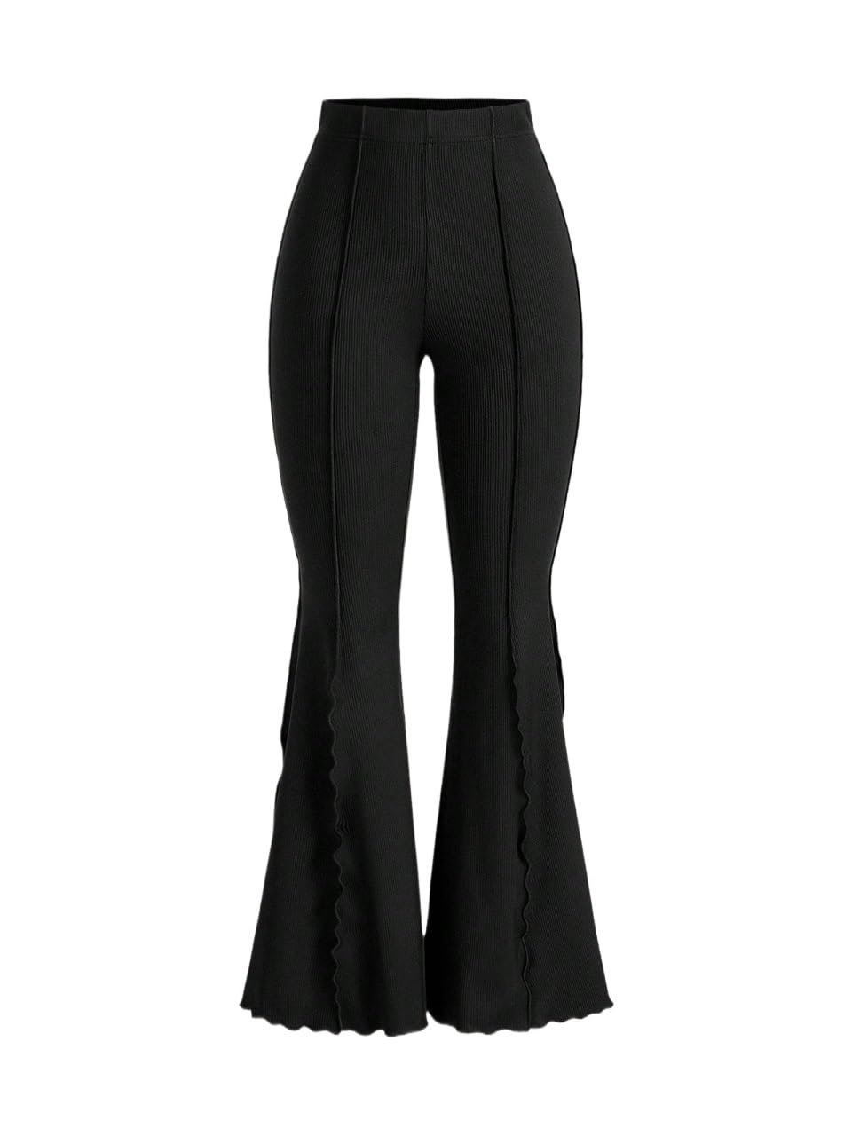 RAISER Womens Business Work Casual Pants Lettuce Trim Elastic Pants High Waist