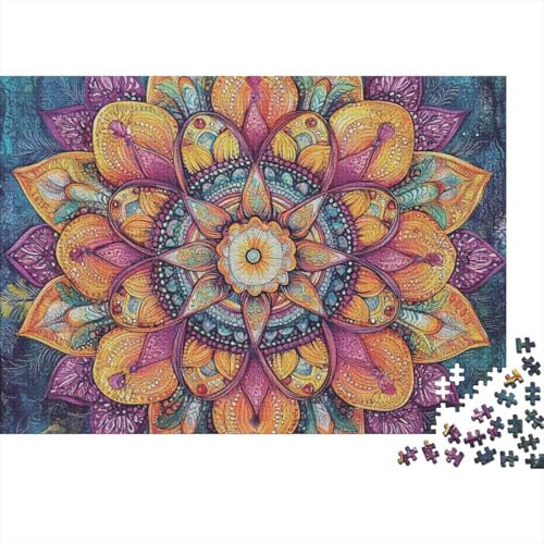 Puzzle de 1000 piezas tipo mandala de flor fabricado en papel premium de alta calidad artística