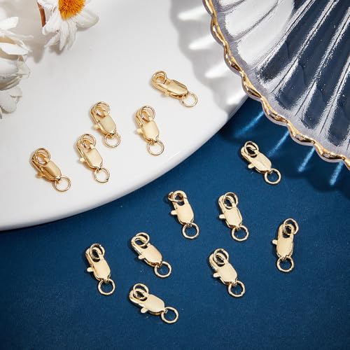 Beebeecraft 20 Sets Gold Lobster Clasps for Jewellery Making 18K Gold Plated Brass Lobster Claw Clasps with Jump Ring Connector for Women Jewelry Making DIY Bracelet Necklace Craft - Image 4