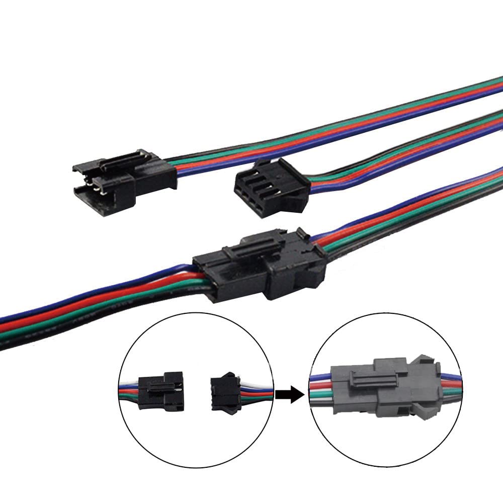 GINTOOYUN Lot 10 Paires Câbles JST SM 5 Broches 22AWG - Connecteurs Mâle/Femelle Pour LED Et Ventilateurs