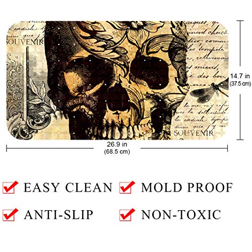 Alfombrillas de baño para bebés de calaveras retro, protector ecológico de 37,3 x 68,3 cm 5