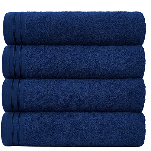 GC GAVENO CAVAILIA Towels Bath Sheets Set of 4 | 500 GSM Bath Towels Large 75x135 Cm Quick Dry & Super Absorbent Towels Set | Egyptian Cotton Bath Sheets Extra Large Towel Bale, Royal Blue