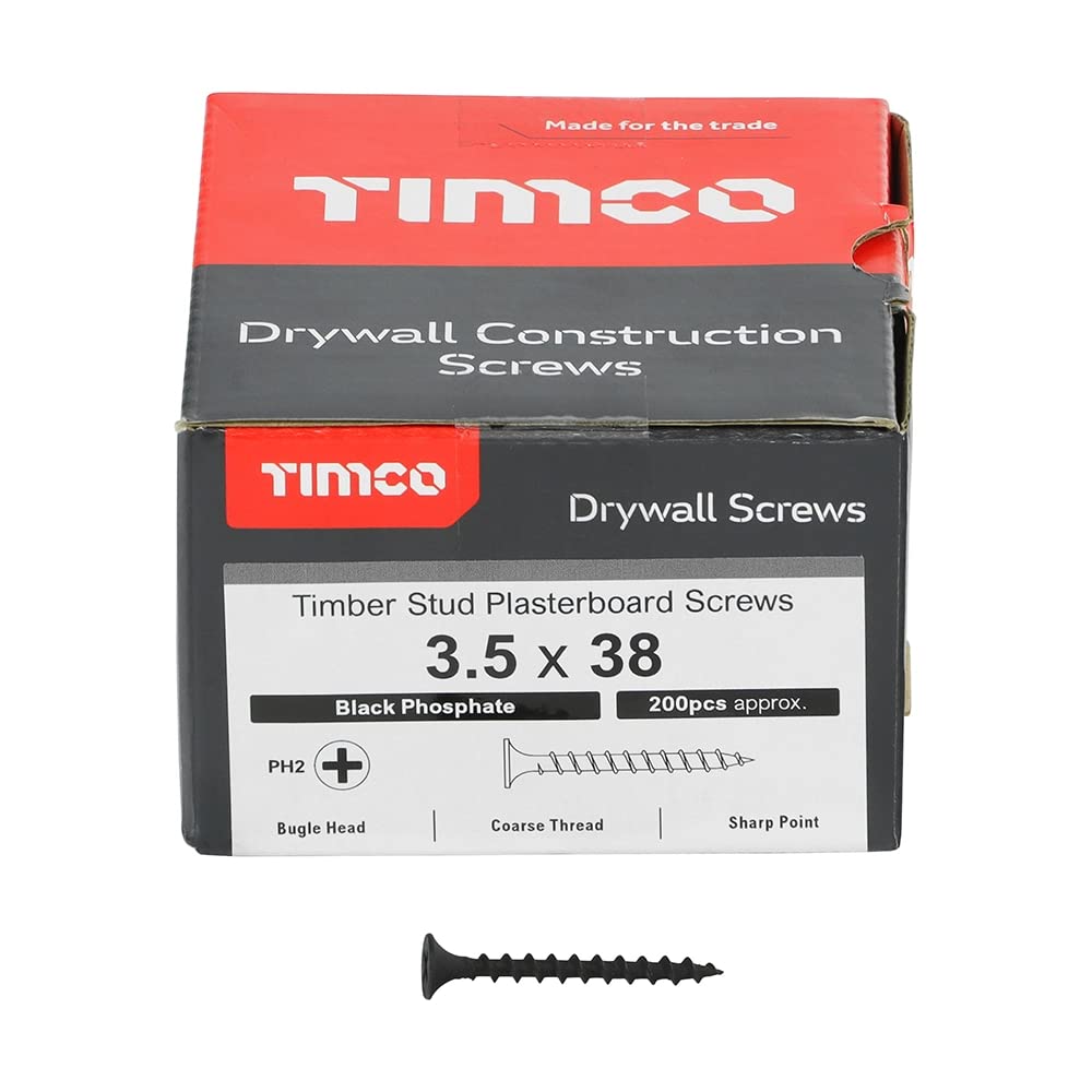 TIMCO Drywall Coarse Thread Bugle Head Grey Screws - 3.5 x 38