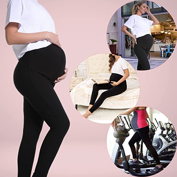 Geifa Women's Maternity Ankle Leggings Cotton Over The Belly Pregnancy Yoga Jegging Combo Pack of 2 (2XL) Black - Image 6 thumbnail