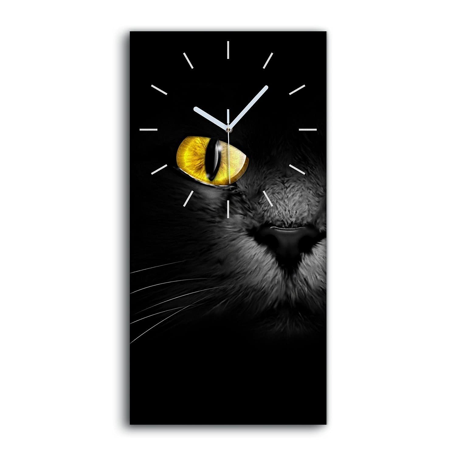 Horloge sur Toile Yeux de Chat Silencieuse 30x60cm pour Dormir sans Bruit