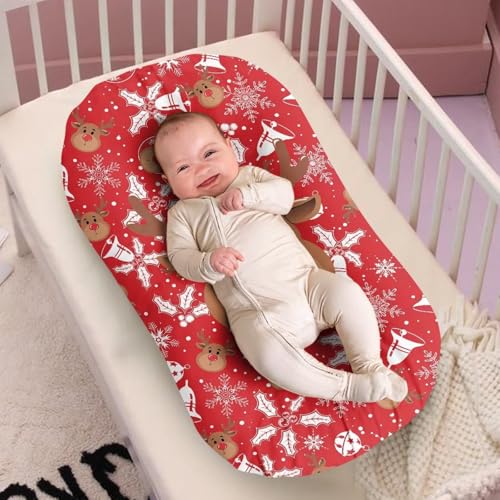 Image of ZOUTAIRONG Christmas Baby Bassinet Sheets Stretchy Soft for Oval Hourglass Rectangular Bassinet Mattress Pad Stylish Mattress, Elk Bells Print