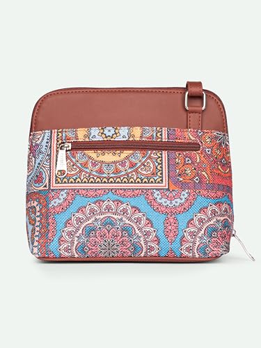 Image of ZOUK Printed Vegan Leather Out Of Office Sling Bag With Adjustable Strap For Women's Girls