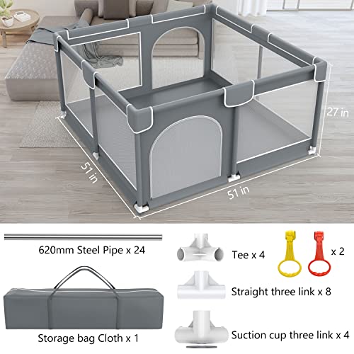 Baby Playpen , Baby Playard, Playpen For Babies With Gate Indoor & Outdoor Kids Activity Center With Anti-Slip Base , Sturdy Safety Playpen With Soft Breathable Mesh , Kid's Fence For Infants #TOP4