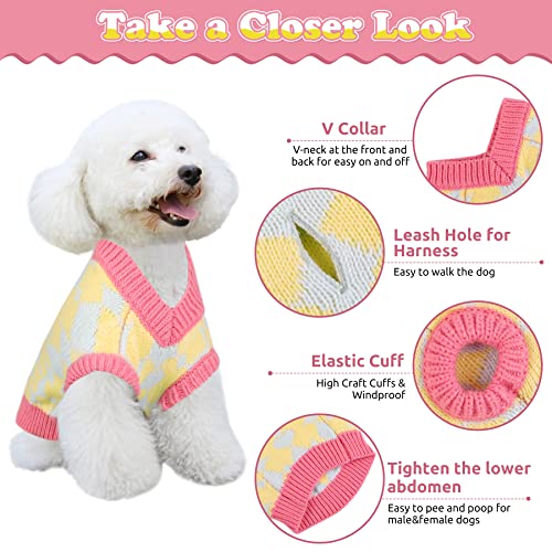 Migohi Dog Sweater, Dog Holiday Sweater Coat Puppy Pullover For Winter And Fall, Small Dog Pullover Knitted Sweaters Pet Sweatshirt Apparel For Small Medium Dogs, Pink L #TOP2