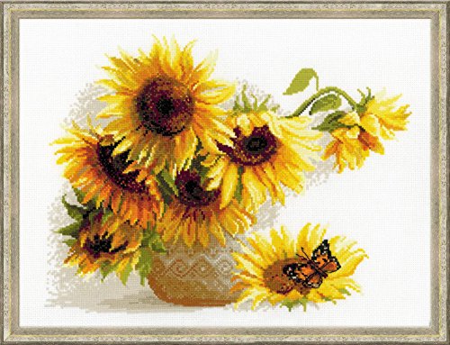 Image of RIOLIS - Hot Summer 1488, Floral Cross Stitch Kits 15,75 inch x11,81, Cross Stitch Kits for Beginners & Advanced, Crossstitching Kits Adult, Counted Stitching Kits, Flowers Embroidery Kit
