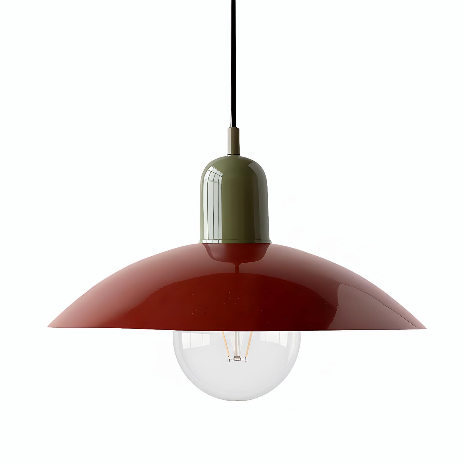 Lfsem Red Modern Pendant Light Over Kitchen Island, Metal Loft Bar Ceiling Hanging Lamp, E27 Vintage Pendant Lamp For Bedroom Living & Dining Room Home Decor