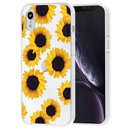 Vavies Funda para iPhone XR Case 2018 Ultra Fina Antigolpes con Diseño Transparente, Carcasa Flexible de TPU Protectora para iPhone XR 6.1 Inch Girasol Dorado