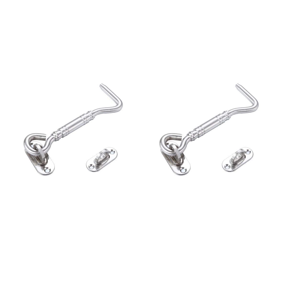 Thickened Stainless Steel 4 Inch Cabin Hooks Eye Latches, Suitable For Cabinets Doors Toilets Garages Gates Boxes, Door Locks, Kennels Fences Window 881015608807