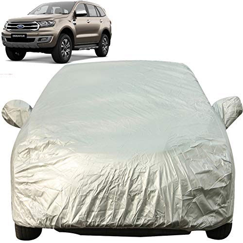 Image of Autofact Waterproof Premium Silver Matty Triple Stitched Car Body Cover with Mirror Pocket for Ford Endeavour