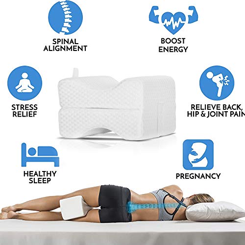 Funtell Adjustable Leg & Knee Memory Foam Pillow With Layered Design For Orthopedic, Sciatica, Back Pain, Spine Pain, Leg Pain, Hip Joint Pain Relief, Knee Pillow With Washable & Breathable Cover #TOP4