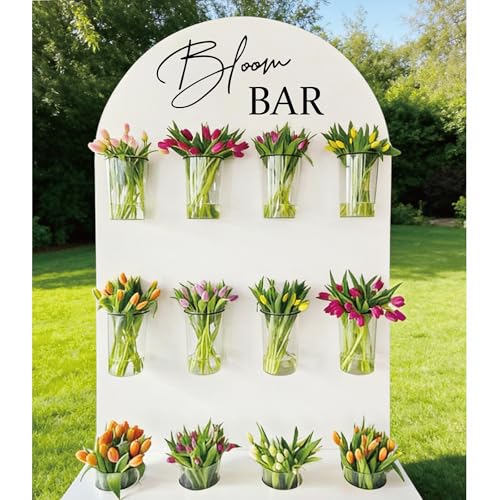 JarThenaAMCS Bloom Bar Sign Elegant Flower Bar Bridal Shower Wall Sticker for Wedding Baby Shower Party Balloon Arch Backdrop Decor