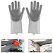 Produktbild Silikon Handschuhe, Wiederverwendbare Silikon Handschuhe Umweltfreundlich Hitzebeständige Spülhandschuhe Reinigungsbürste für Küche, Bad, Tierpflege, Autowäsche, Haushalt (Grau)