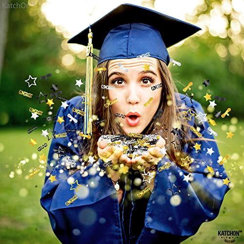 Image of Graduation Decorations 2026 - Pack of 1000, Black and Gold Congrats Grad Graduation Confetti 2026 | Grad Confetti Class of 2026 for Grad, Graduation Party Decorations, KatchOn