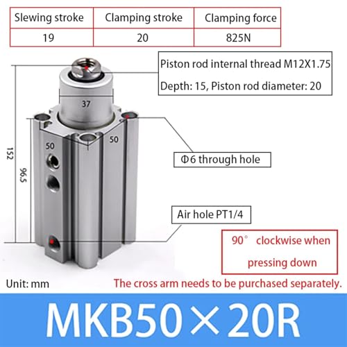 Angle de pression rotatif MKB50X20R pour stopper les glissements de pièces