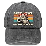 Cats Mom Proud, Cats Lover Mom Ripped Hole Paw Design Hat for Mens Fashion Light Grey