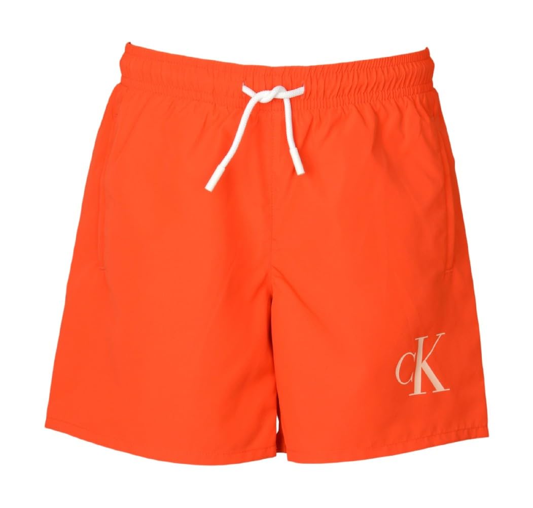 Calvin Klein Boxer Bimbo CK Bambino Junior Ragazzo Costume Mare o Piscina Articolo KV0KV00056, XM8 Flaming Chili, 10 Anni
