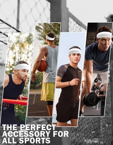 Image of Headbands for Men & Women, Sweat Headband Non-Slip Sweatband Sports Running Cycling Yoga Basketball Workout Football Training