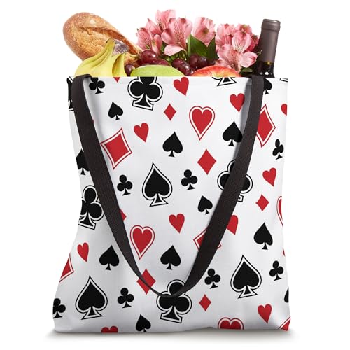 Bolso tote con diseño de casino, naipes y juego de póker en rojo, negro y blanco miniatura 4