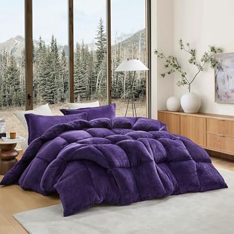 Coma Inducer Thicker Than Thick King Comforter - Down Alternative Ultra Plush Filling - Parachute Purple Cover
