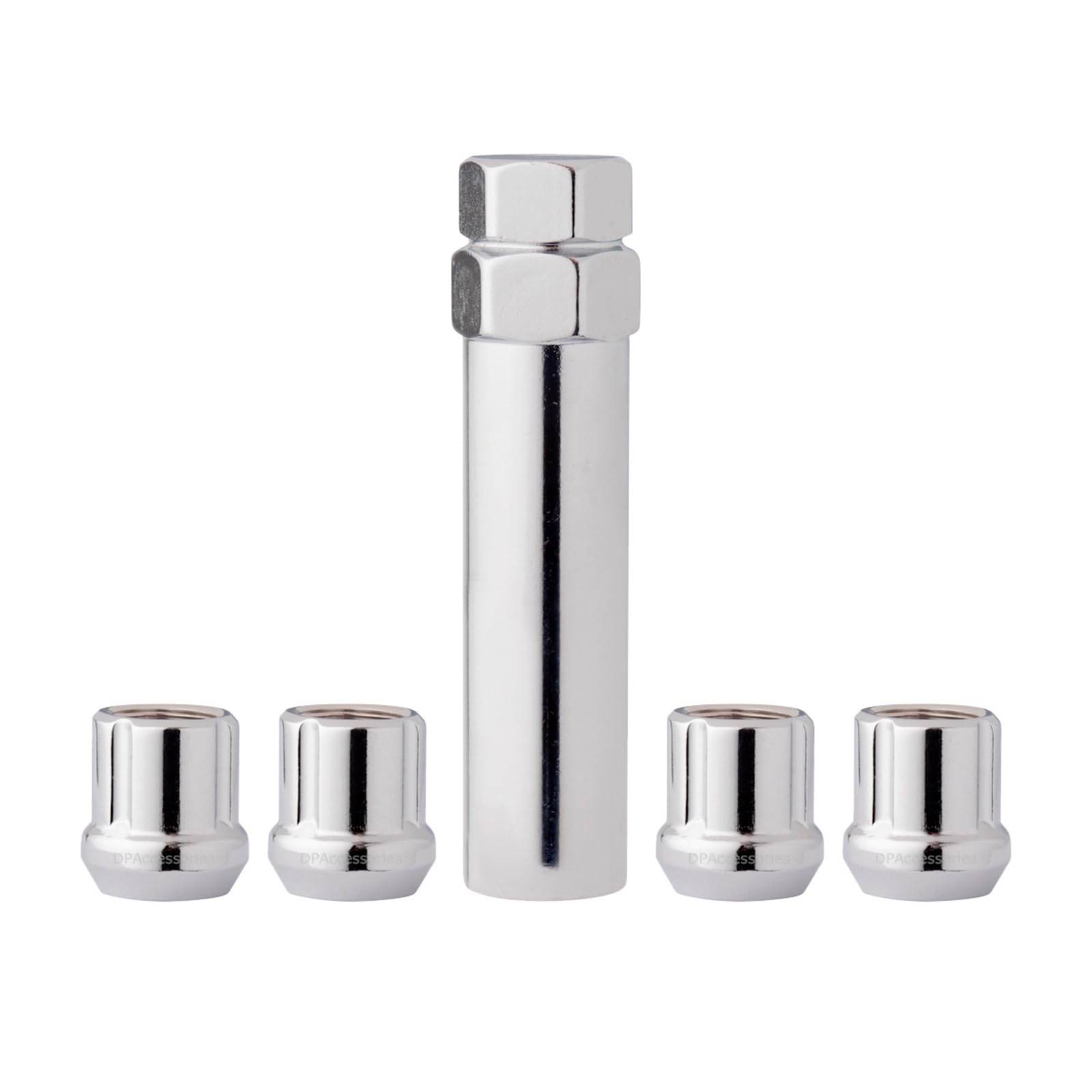 DPAccessories Chrome M12x1.25 Lug Nut Locks for Aftermarket Wheels | Open End Spline Tuner | 22mm (0.87