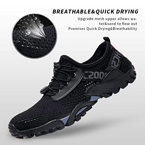 Men's Quick Drying Water Shoes Women Barefoot Water Sneakers Comfortable For Indoor Outdoor All Black #TOP2