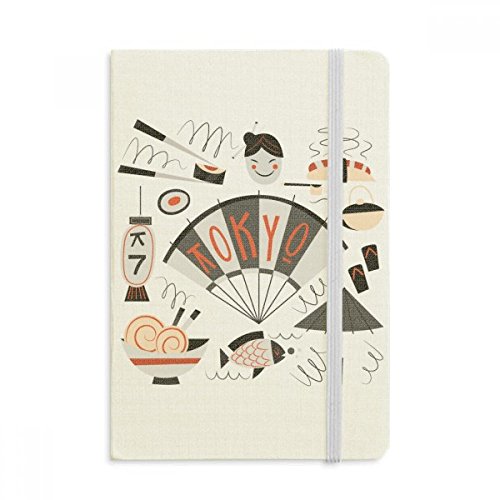 Cahier japonais tissu Geisha Tokyo rigide A5 au design multicolore chic