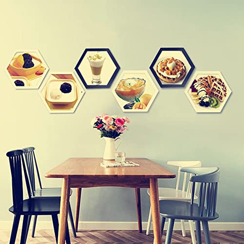 Alblinsy Hexagon Shaped Photo Frame Creative Wooden Wall Hanging Picture Frames For Home Office Wall Decor,Modern Simplicity Wall Gallery Artificial Board Photo Frames With Seamless Nail (8 Inch, Black) #TOP4