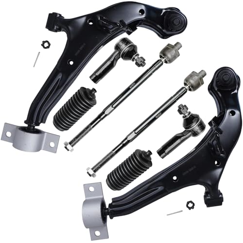 Image of Detroit Axle - 8pc Front Suspension Kit for 2000-2003 Nissan Maxima 2000-2004 INFINITI I35 I30, 2 Lower Control Arms with Ball Joint 4 Outer Inner Tie Rods 2 Boots 2001 2002 Replacement