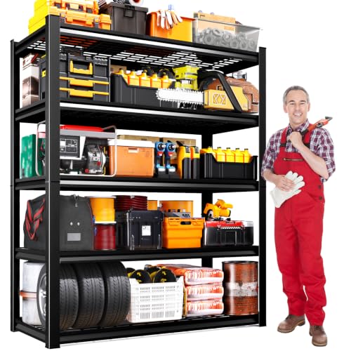 Image of 78 inchx46 inchx20 inch Wire Garage Shelving-2500 lbs 5 Tier Storage Shelves,Adjustable Heavy Duty Metal Shelving Unit and Storage Large Rack,Utility Steel Shelf for Warehouse Industrial Pantry Basement