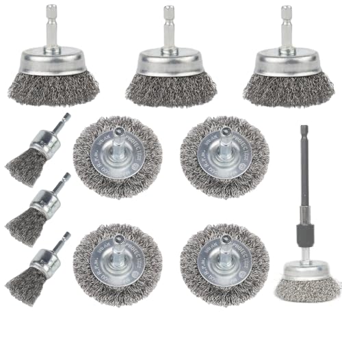 10-teiliges Drahtbürste Bohrmaschine Set mit 1/4-Zoll-Sechskantschaft