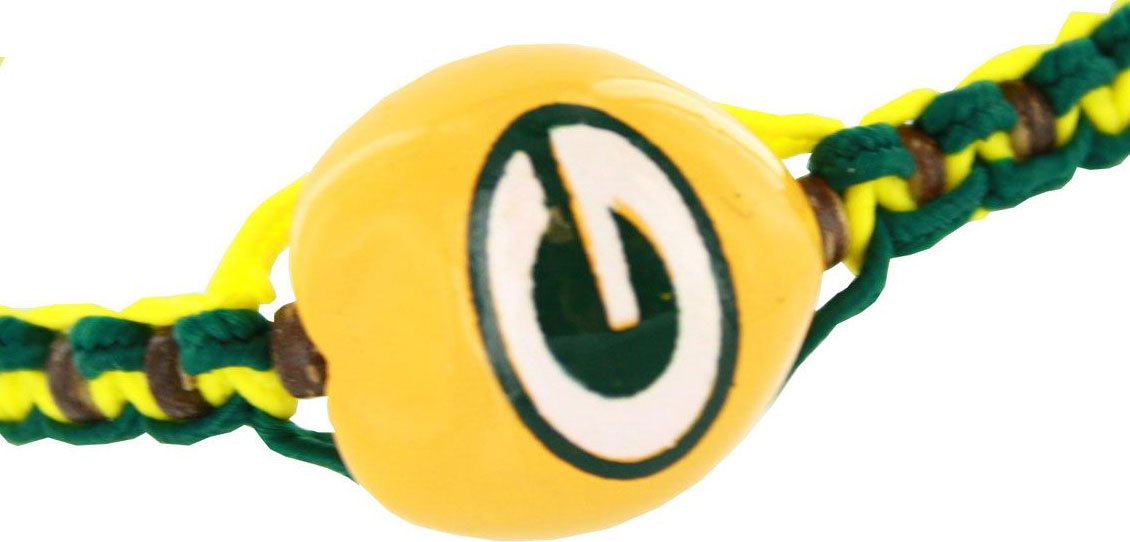 NFL Green Bay Packers Go Nuts Kukui Nut Macrame Bracelet