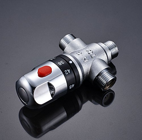 Rozin Solid Brass G1/2 Thermostatic Mixing Valve for Shower System Water Temperature Control, Chrome